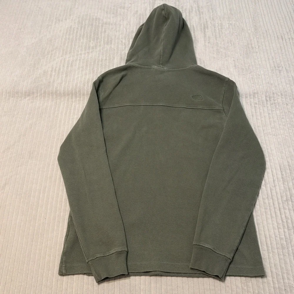 North Face Gorpcore Outdoors Hiking Waffle Knit Thermal Hoodie Mens Medium Green